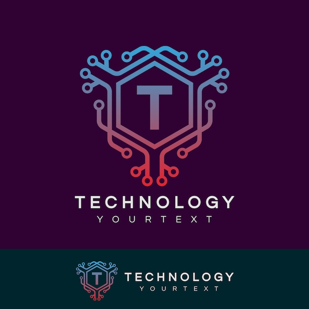 Vektor technologie anfangsbuchstabe t logo design