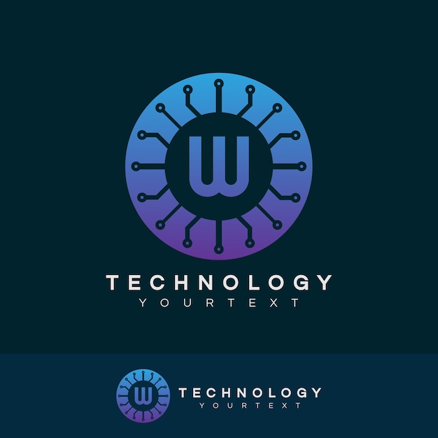 Technologie anfangsbuchstabe w logo design