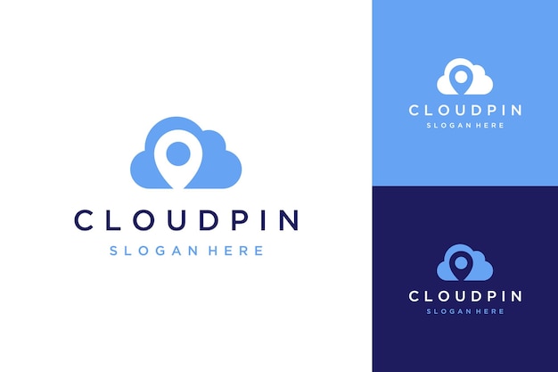 Technologie-design-logo oder cloud mit pins