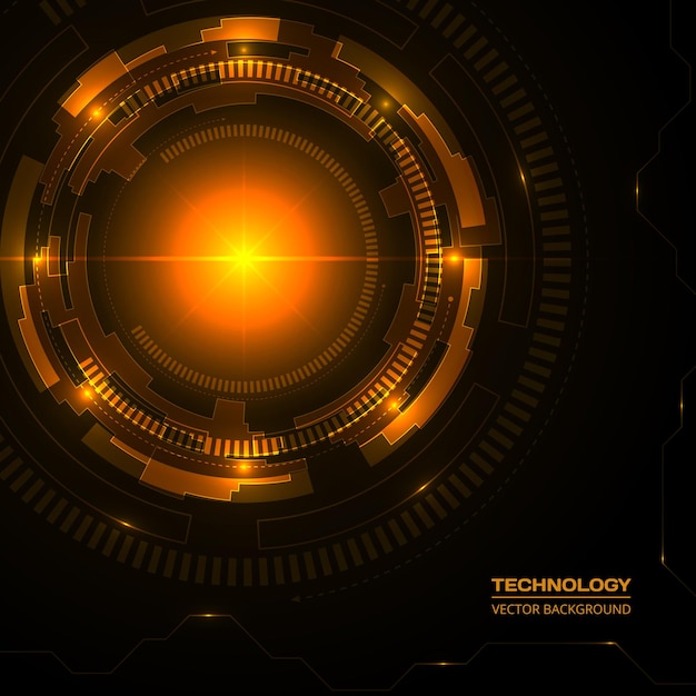 Technologie dunkeloranger Hintergrund mit digitaler High-Tech-Datenverbindung.