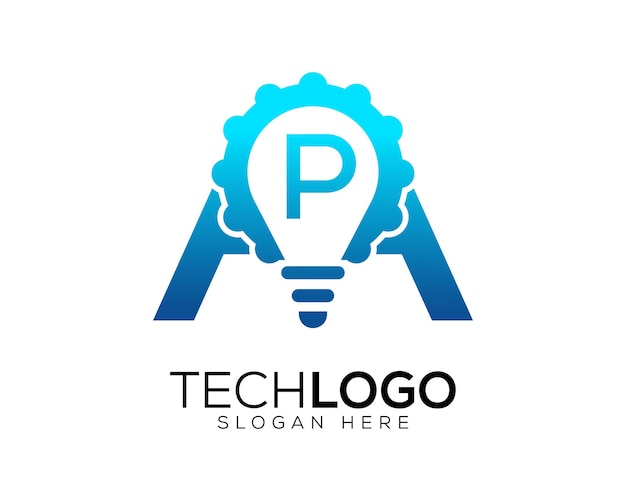 Technologie-gradian-farbbuchstabe p-logo