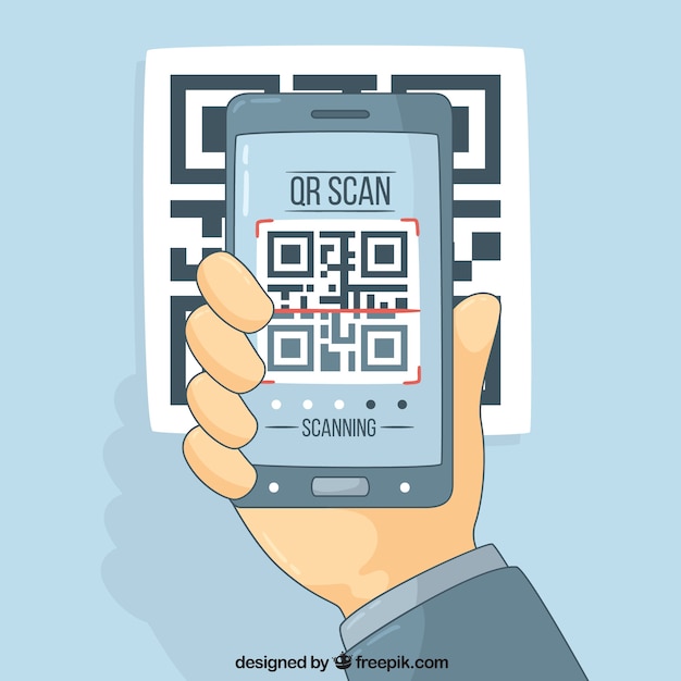 Technologie hintergrund mit handy und qr code