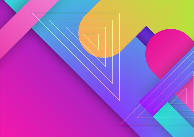 Technologie-Hintergrunddesign mit farbenfrohen geometrischen Formen Abstrakter geometrischer Vektorhintergrund