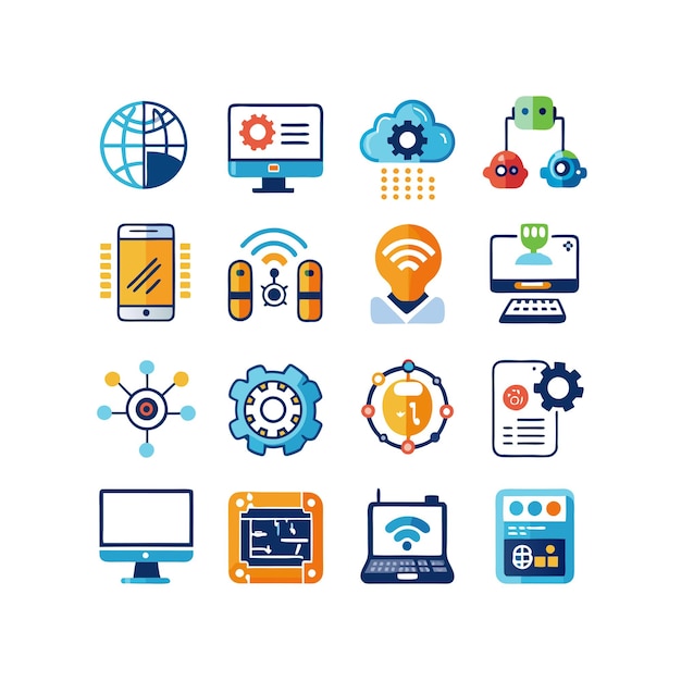 Technologie-Icon-Set-Vektor-Illustration für Dokumente, Websites und mobile Anwendungen