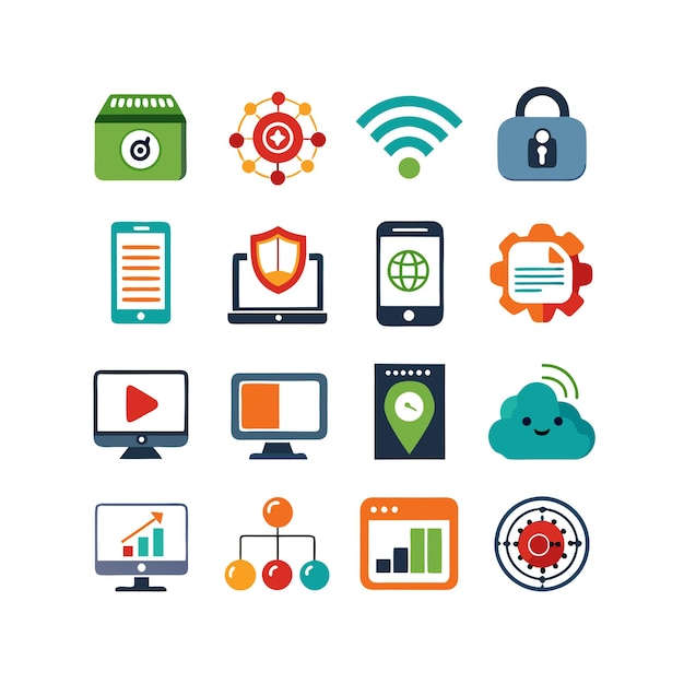 Technologie-Icon-Set-Vektor-Illustration für Dokumente, Websites und mobile Anwendungen