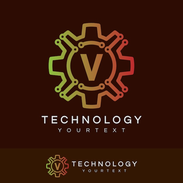 Technologie initial letter v logo design