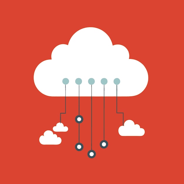 Technologie-Konzept-Vektor-Illustration mit Cloud-Computing-Design-Elementen im flachen Stil