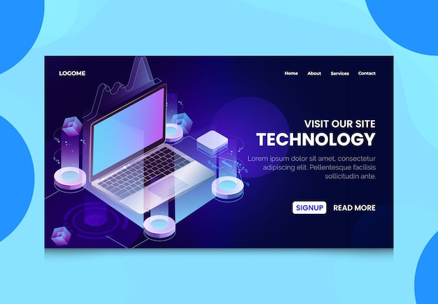 Vektor technologie-landing-page-design-vorlage