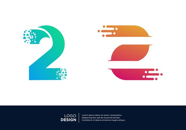 Vektor technologie nummer 2 logo-design kreatives und modernes logo-design
