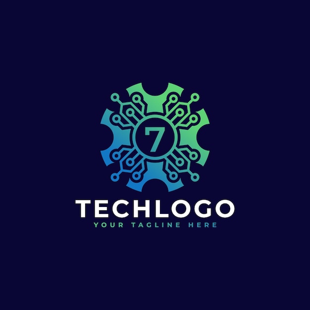 Vektor technologie nummer 7 logo design template element