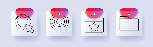 Technologie- und Datenverwaltungs-Satz-Symbol Einstellungen drahtloses Signal Lieblingsordner Dateiverwaltung Datenorganisation Systemsteuerung Online-Zugang digitale Werkzeuge
