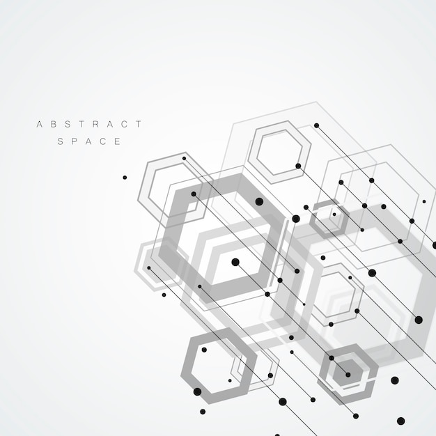 Technologiehexagonart und geometrischer Hintergrund