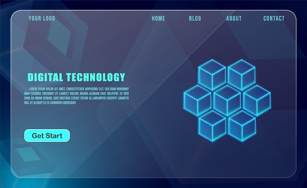 Technologiekonzept für Web-Banner-Vorlage oder Broschüre Blaue Farbe