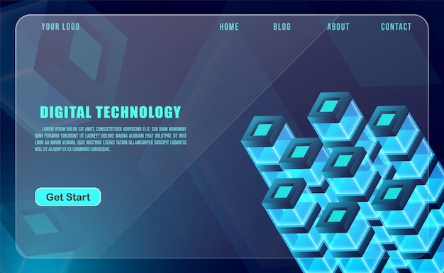 Technologiekonzept für Web-Banner-Vorlage oder Broschüre Blaue Farbe