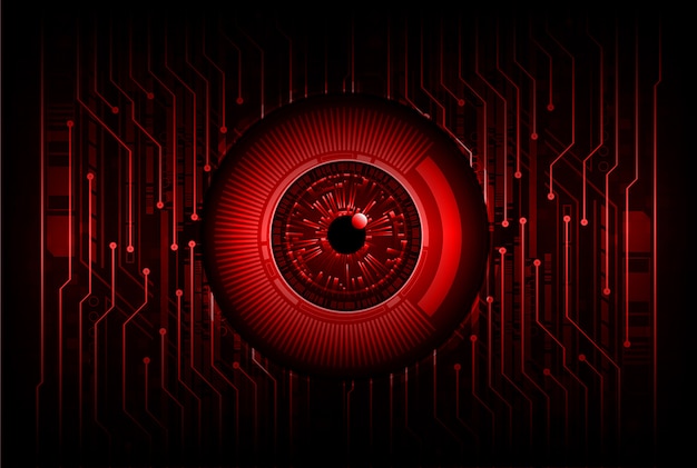 Technologiekonzept-Hintergrund des zukünftigen Technologiekonzeptes des roten Auges Cyber