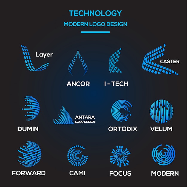 Vektor technologische logovorlagensammlung