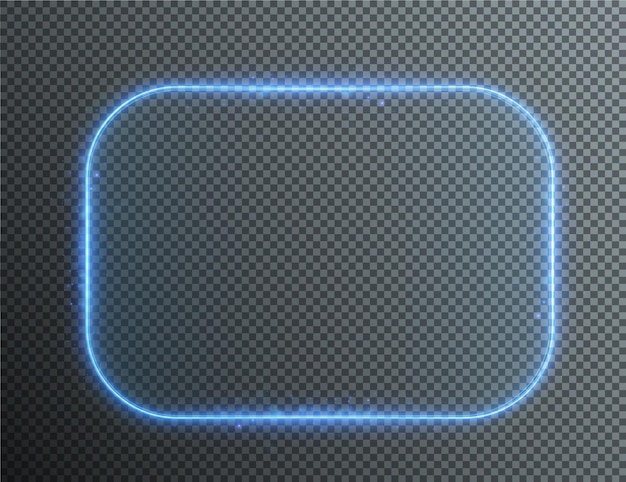 Technologischer Hintergrund. Lichtglasrahmen blau quadratisch, oval, rechteckig, rund. HUD-PNG.