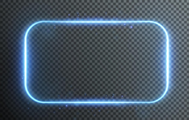 Technologischer Hintergrund. Lichtglasrahmen blau quadratisch, oval, rechteckig, rund. HUD-PNG.