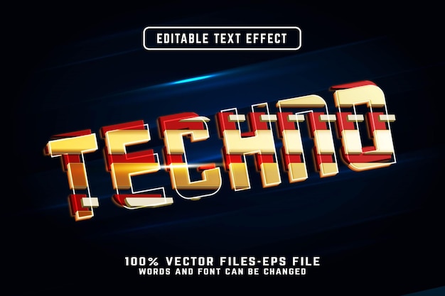 Tecno 3d-texteffekt-premium-vektoren