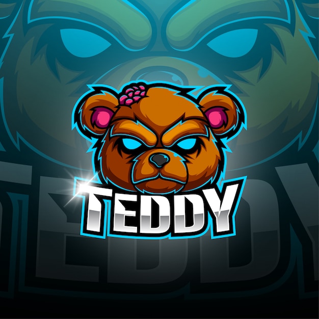 Teddybär esport maskottchen logo design