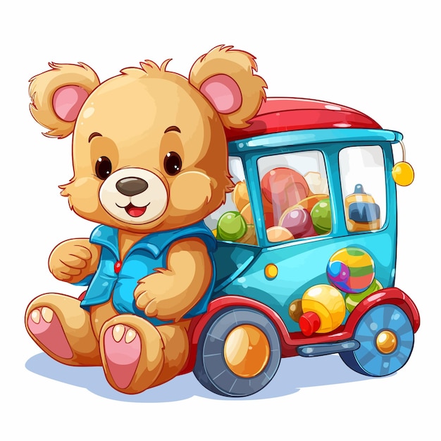 Vektor teddybär mit einem koffer