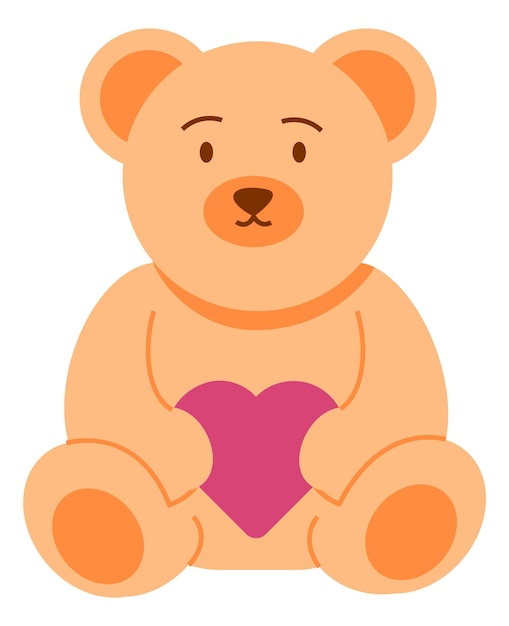 Teddybär mit herz romantisches geschenk weiches plüschtier isoliert auf weißem hintergrund