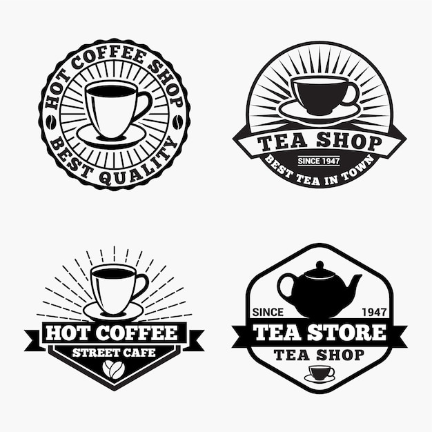 Tee kaffee logos abzeichen