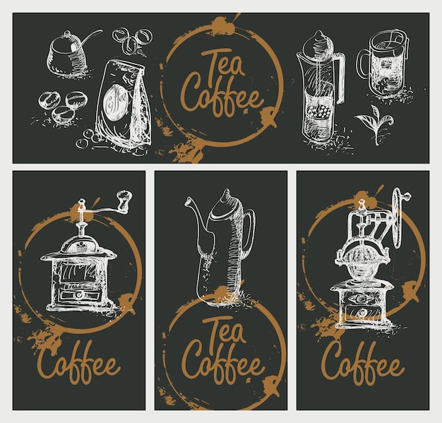 Tee- und kaffee-logo-set