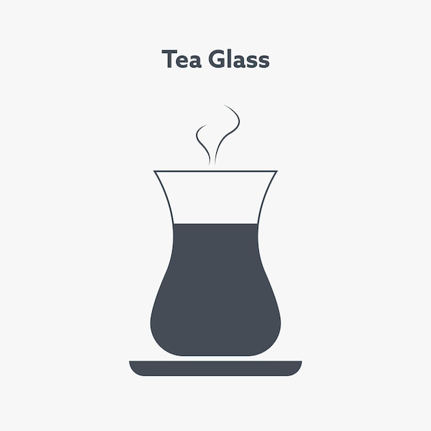 Teeglaszeichnung auf weißem Hintergrund. Icon-Vektor.