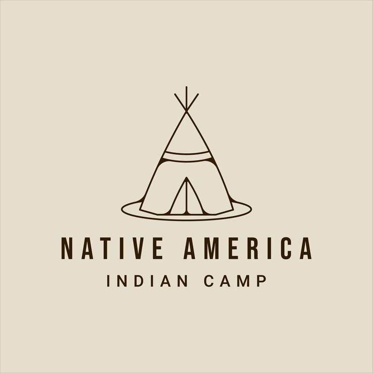Vektor teepees indian line art logo vektor einfache illustration vorlage symbol grafikdesign traditionelles lagerzeichen oder symbol für abenteuer- und fernweh-konzept