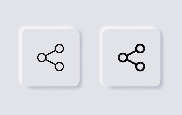 Teilen sie das symbol netzwerkverbindungssymbol neumorphismus-schaltflächen oder neumorphe stil-ui-ux-app-symbole