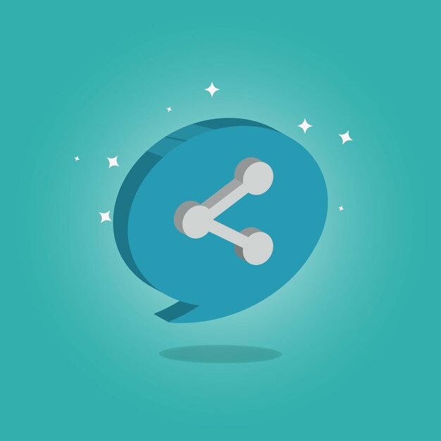 Teilen Sie in Sprechblase 3D-Symbol-Vektor-Illustration