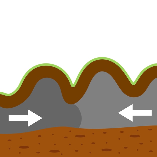 Tektonische platten bewegen sich. erdbeben verursachen veränderungen der tektonischen struktur. naturgefahren. vektor