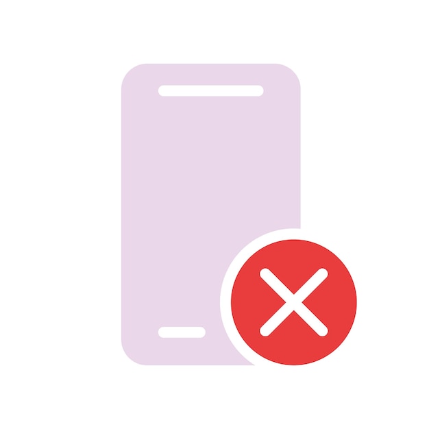 Telefon mit einem Kreuz Smartphone löschen Ablehnung von Anrufen mit Telefonen verboten Fotografie verboten schweigender Modus blockieren Benutzer hinzufügen Nummer zur schwarzen Liste Farbiges Symbol auf weißem Hintergrund