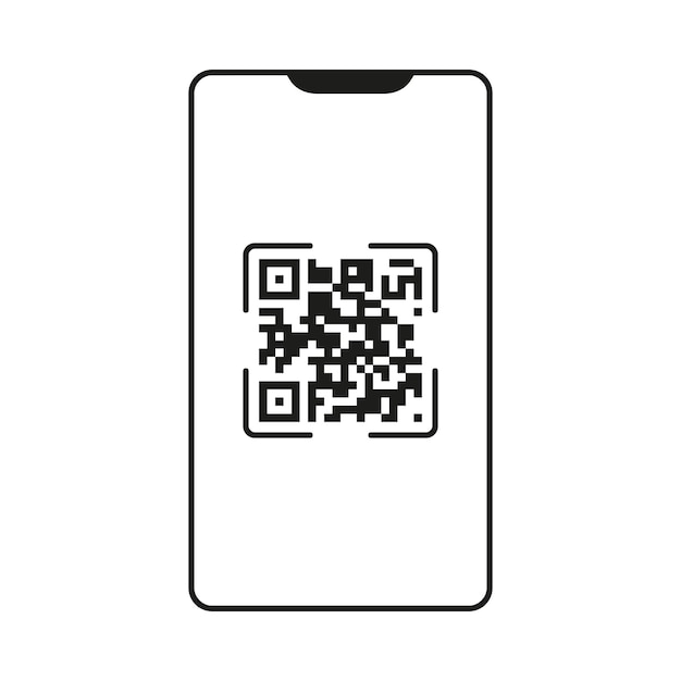 Telefon mit Qr-Code-Zeilensymbol Quar-Codes mit Inschrift scannen Sie mich mit dem Smartphone