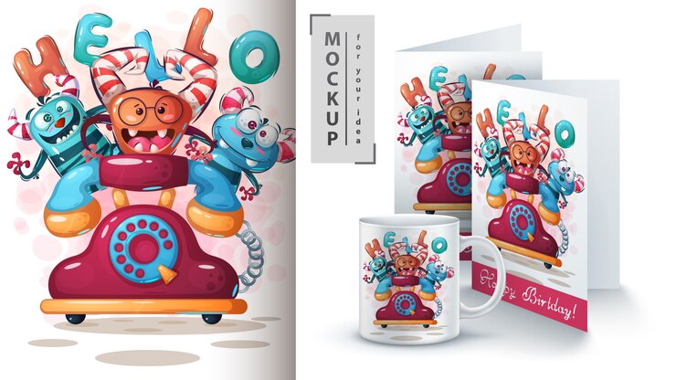 Vektor telefon monster poster und merchandising