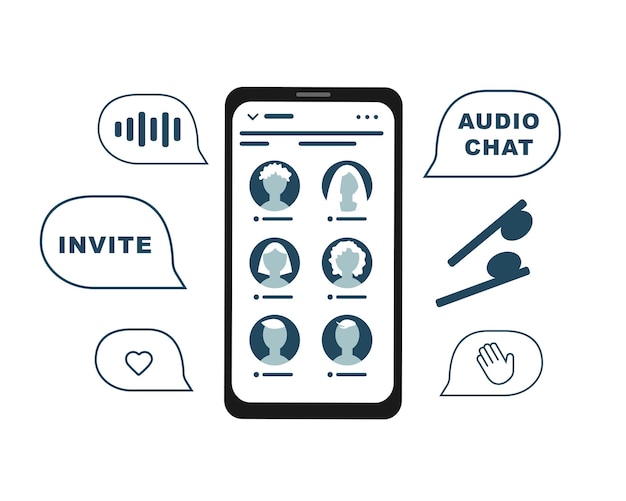 Telefon soziales netzwerk im chat mit freunden. audio-chat im clubhaus.