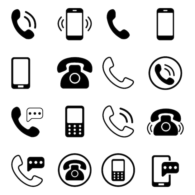 Vektor telefon-symbol-satz telefon-aufrufzeichen kontaktieren sie uns vektor-illustration