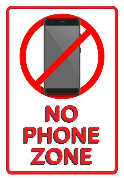 Telefon-warnstopp-schild-symbol mit text no phone zone vector