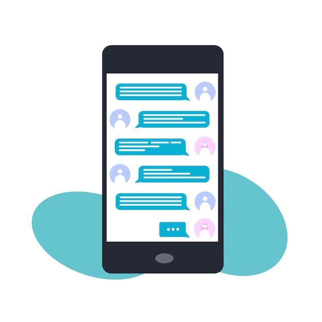 Telefonbildschirm mit Messenger, Messenger-Bildschirm mit Gesprächsbox