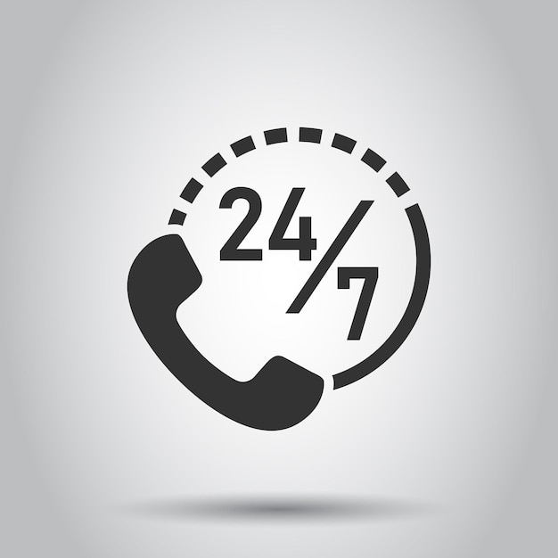 Vektor telefondienst 247-symbol im flachen stil telefongespräch-vektor-illustration auf weißem isolierten hintergrund hotline-kontakt-geschäftskonzept