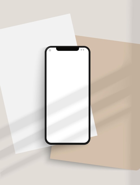 Telefonvorlage mit Schatten-Vektor-Mockup mit Platz für Ihr Design