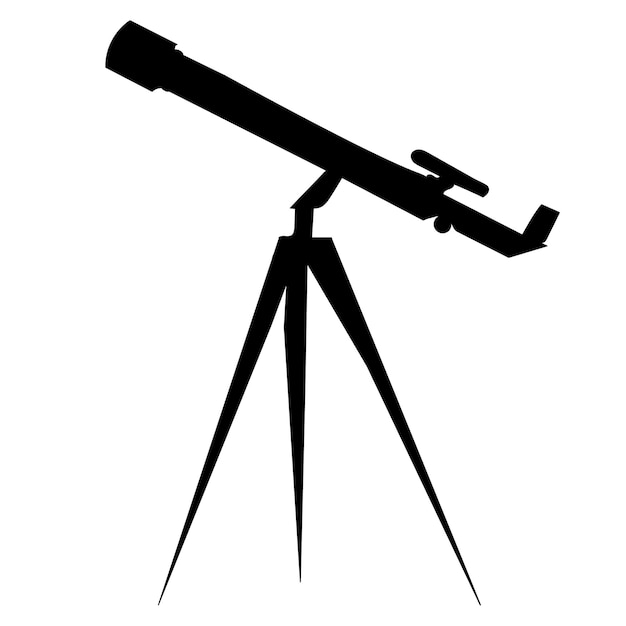 Teleskop, schwarzer silhouettenvektor, isoliert, symbol