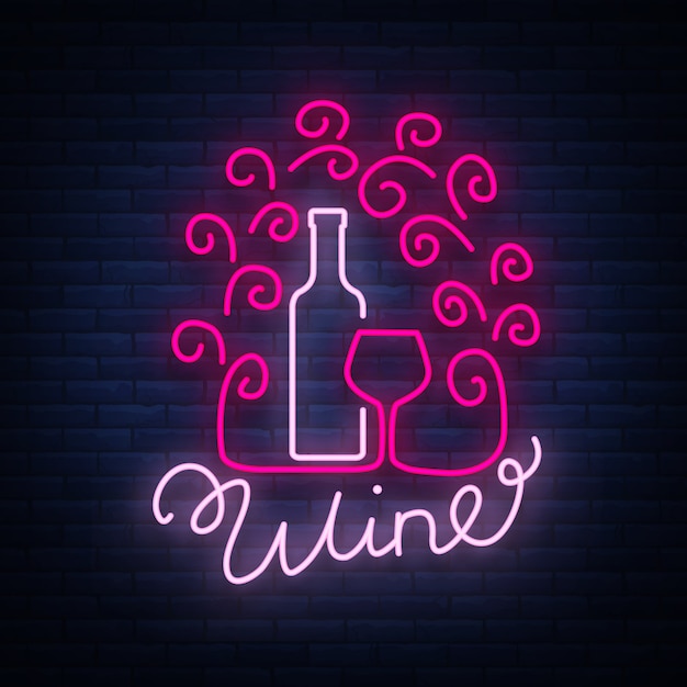 Template logo weinbar im trendigen neonstil.