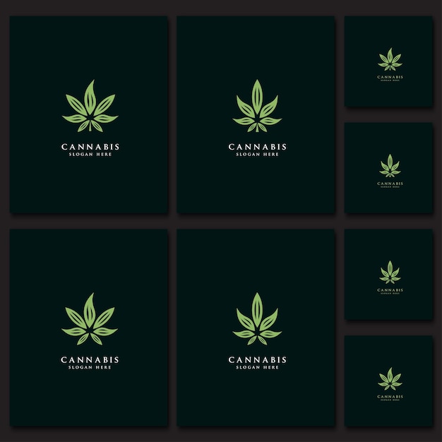 Template set cannabis design logo gesundheit symbol