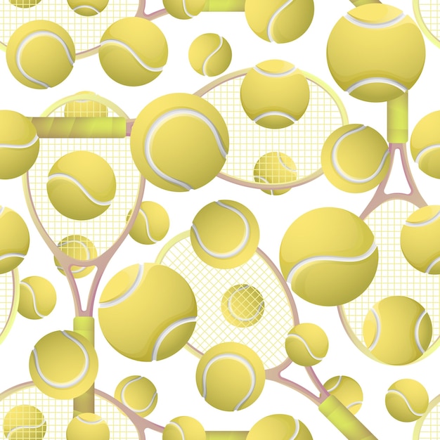 Vektor tennis gelbe bälle und schläger musterdesign abbildung sportgeräte vektor-illustration
