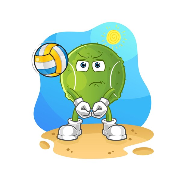 Tennisball spielen volleyball-maskottchen. cartoon-vektor