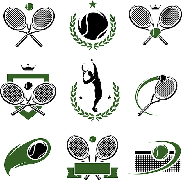 Tennisetiketten und -symbole setzen vektor