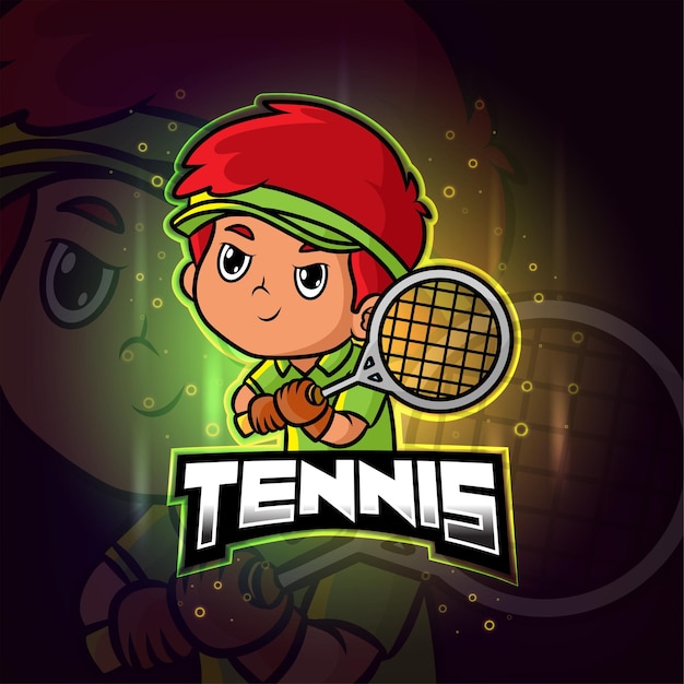 Tennismaskottchen esport buntes logo