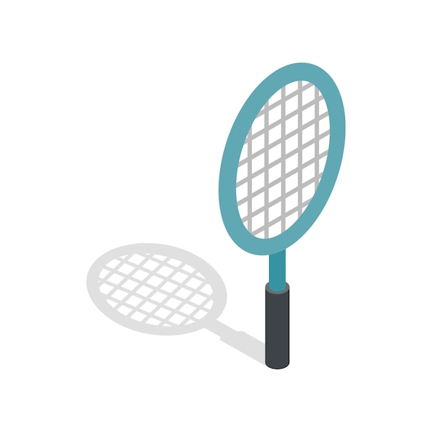 Tennisschläger-Symbol im isometrischen 3D-Stil isoliert auf weißem Hintergrund